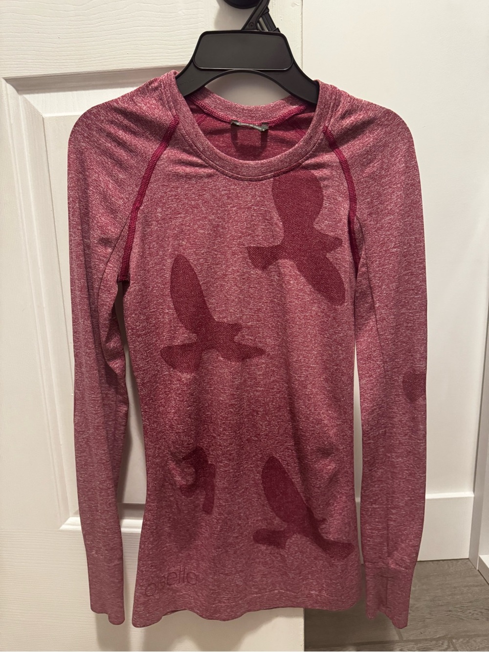 oiselle Heathered Rose Long-Sleeve Bird-Print Performance Tee